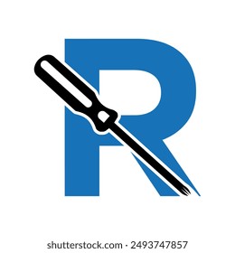Electrical tools Logo combine with letter R vector template