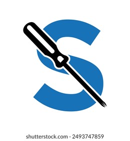 Herramientas eléctricas Logotipo combinado con letra S Plantilla de Vector