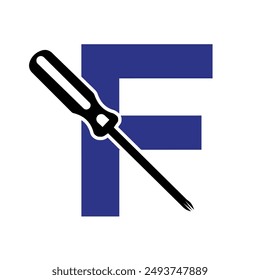 Electrical tools Logo combine with letter F vector template