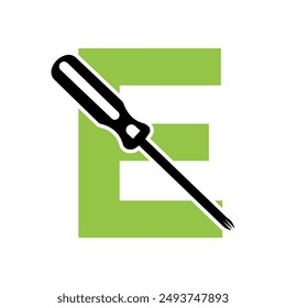 Electrical tools Logo combine with letter E vector template