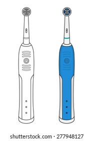 Electrical toothbrush. Dental care. Vector clip art illustration isolated on white 