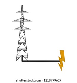 Electrical tower connected to an energy symbol. Vector illustration design