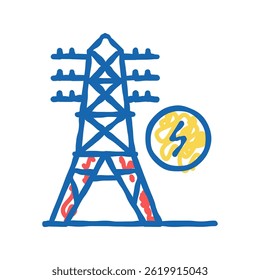 electrical tower doodle icon sketch vector. electrical tower sign. isolated symbol illustration