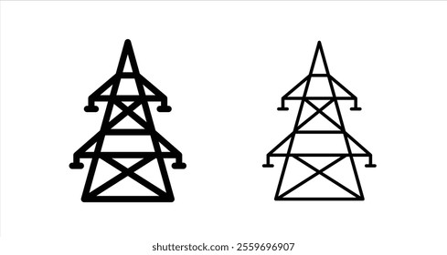 Electrical tower Icon collection in filled and stroke style.