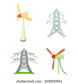 Electrical tower icon set. Cartoon set of electrical tower vector icons for web design isolated on white background