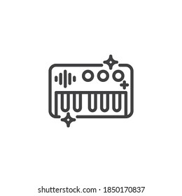 Electrical toy piano line icon. linear style sign for mobile concept and web design. Piano toy keyboard outline vector icon. Symbol, logo illustration. Vector graphics