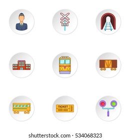 Electrical train icons set. Cartoon illustration of 9 electrical train vector icons for web
