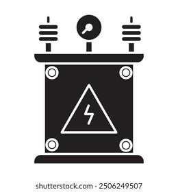 Vector eléctrico del icono del transformador en el fondo blanco