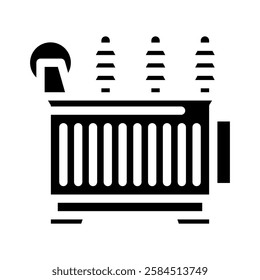 electrical transformer industry glyph icon vector. electrical transformer industry sign. isolated symbol illustration