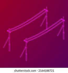 Electrical transmission tower pylon. Wireframe low poly mesh vector illustration