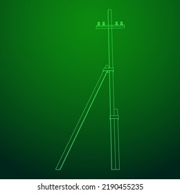 Electrical transmission tower pylon. Wireframe low poly mesh vector illustration