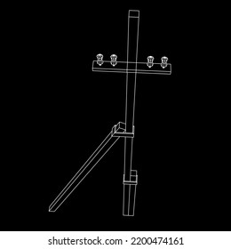 Pylon de torre de transmisión eléctrica. Ilustración vectorial de malla baja de malla de alambre