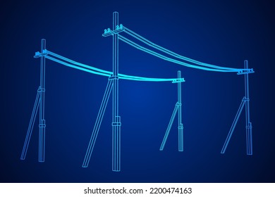 Electrical transmission tower pylon. Wireframe low poly mesh vector illustration