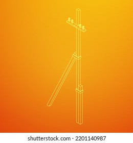 Pylon de torre de transmisión eléctrica. Ilustración vectorial de malla baja de malla de alambre