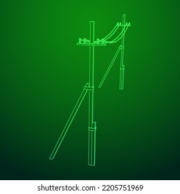 Electrical transmission tower pylon. Wireframe low poly mesh vector illustration