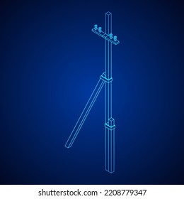 Electrical transmission tower pylon. Wireframe low poly mesh vector illustration
