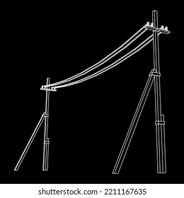 Electrical transmission tower pylon. Wireframe low poly mesh vector illustration