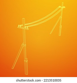 Elektrischer Turmpylon. Wireframe Low-Poly-Mesh, Vektorgrafik