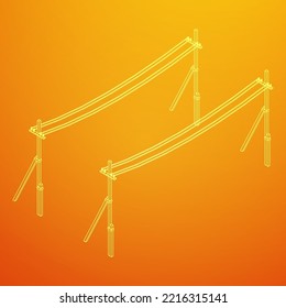 Pylon de torre de transmisión eléctrica. Ilustración vectorial de malla baja de malla de alambre