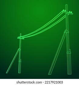 Electrical transmission tower pylon. Wireframe low poly mesh vector illustration