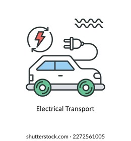 Ilustración de diseño de iconos de contorno de vector de transporte eléctrico. Símbolo ecológico sobre el fondo blanco Archivo EPS 10
