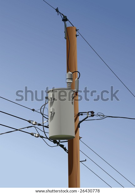 Electrical Utility Pole Transformer Wires Insulators Stock Vector ...