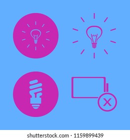 electrical vector icons set. with bulb, fluorescent bulb and empty battery in set