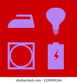 electrical vector icons set. with bulb, battery, iron and tumble dry in set