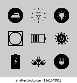 electrical vector icons set. with solar power, battery, tumble dry and iron in set