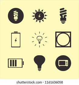 electrical vector icons set. with tumble dry, bulb, microwave and fluorescent bulb in set
