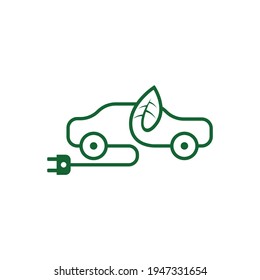 Electrical vehicle charging station symbol icon. Vector car icon in thin line style. Hybrid vehicle logo. Green logotype. Environmentally friendly car or electric vehicle concept on a white background