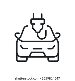 Electrical vehicle thin line icons. Perfect pixel on transparent background