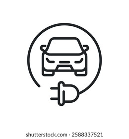 Electrical vehicle thin line icons. Perfect pixel on transparent background