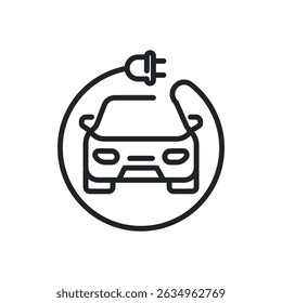 Electrical vehicle thin line icons. Perfect pixel on transparent background