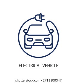 Iconos de línea delgada de vehículo eléctrico. Ilustración vectorial original.
