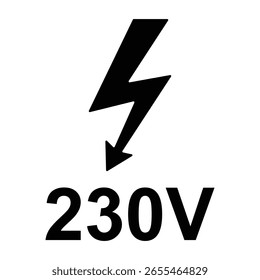Electrical voltage marking glyph icon. Vector pictograms warning tagout, black sign silhouette illustration.