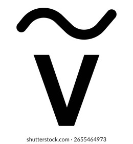 Ícone de glifo de marcação de voltagem elétrica. Pictogramas vetoriais advertência tagout, Tensão, ilustração de silhueta de sinal preto.