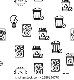 Electrical Waste Tools Seamless Pattern Vector Thin Line. Illustrations