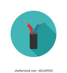 Electrical wire icon with long shadow.