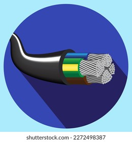 electrical wire logo on blue circle background For making logos, signs, symbols, etc.