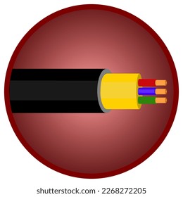 electrical wire logo on red circle background For making logos, signs, symbols, etc.