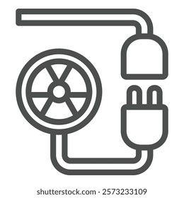 Electrical wire with radioactivity seal line icon, atomic energy concept. Vector graphics. Electricity socket with fork sign on white background, outline style icon for mobile or web design