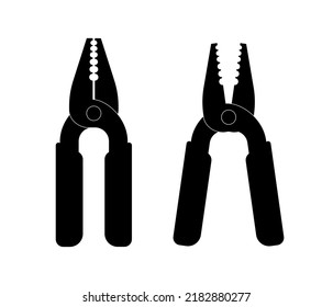 Electrical wire stripping silhouette black color vector flat design isolated. Cable stripper vector.Cable stripper symbol