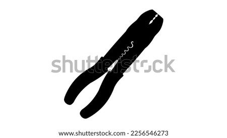 Electrical wire stripping and terminal crimping pliers silhouette	