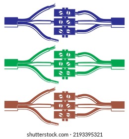 Electrical Wires Spliced Together Vector Illustration. Compact Splicing Connector With Connected Wires
