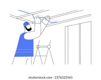 Electrical wiring abstract concept vector illustration. Electrician installs wires in a new house, residential area construction, building process, utility infrastructure abstract metaphor.