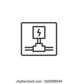 Electrical wiring line icon, outline vector sign, linear style pictogram isolated on white. Symbol, logo illustration. Editable stroke