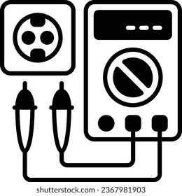 Electrical wiring vector icon design, Handyman Services symbol House Repairing sign, Civil Engineering and Building Contractor illustration, Checking Current Power with Multi Meter from Socket concept