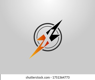 Electrical X Letter Logo. Creative Icon Created From Negative Space of Initial X Combined With Thunder Shape Design.