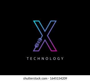Diseño De Icono De Letra X Eléctrica Con Forma De Resistencia Al Carbono.